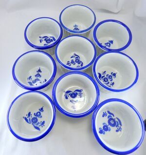 Set of 9 Ramekins Hand-Made Portugal  Signed Small